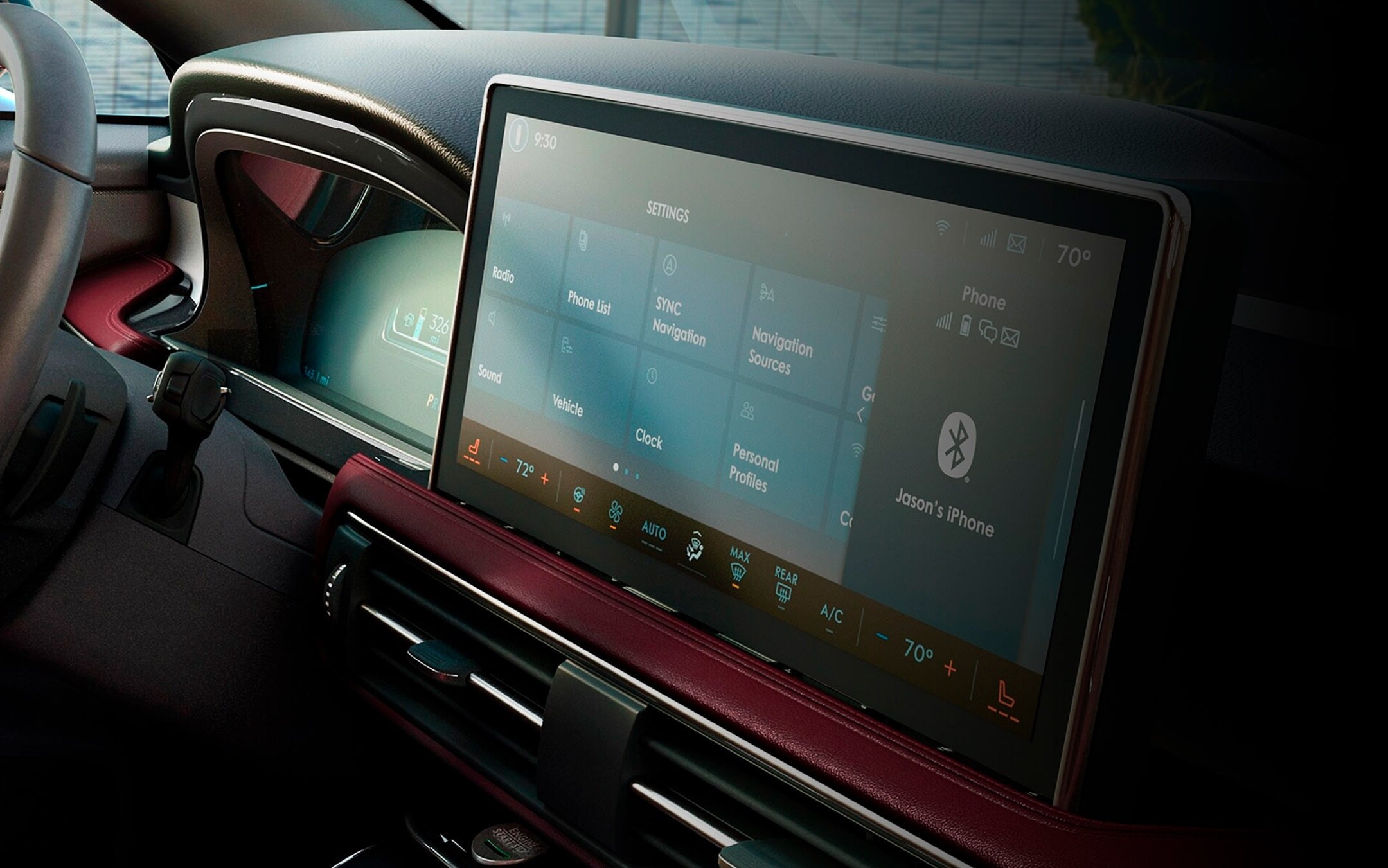 The centre touchscreen of a 2025 Lincoln Corsair plays host to the SYNC®4 interface
